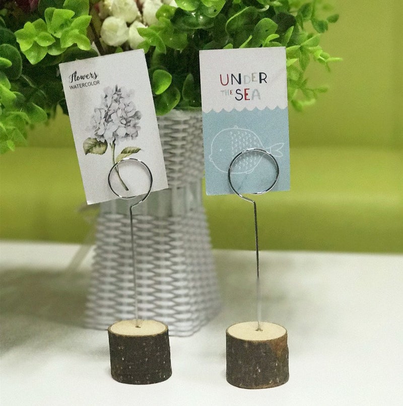 senover Rustic Table Number Holders Real Wood Base Wedding Table Number Stands Party Decoration Wood Place Card Holders Picture Memo Note Photo Clip Holder (20pcs Table Number Holders) - Image 5